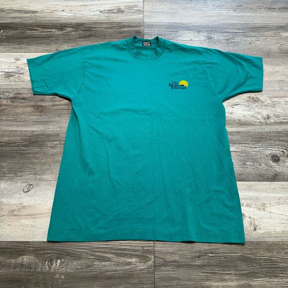 Vintage 90s Akron Beacon Journal Ohio Teal Mens XL Single Stitch Tee T-Shirt - Picture 4 of 9